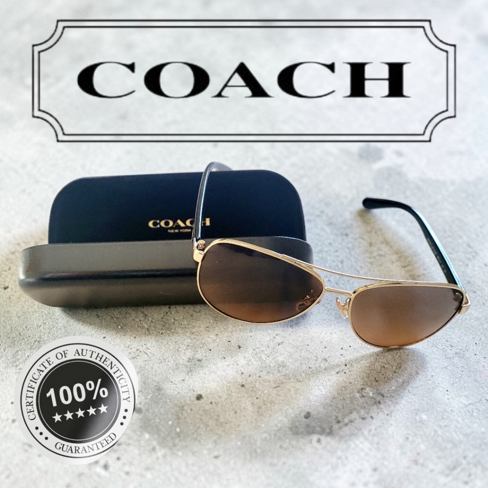 Coach Brown Aviator Sunglasses Horse and Carriage Coach NEW